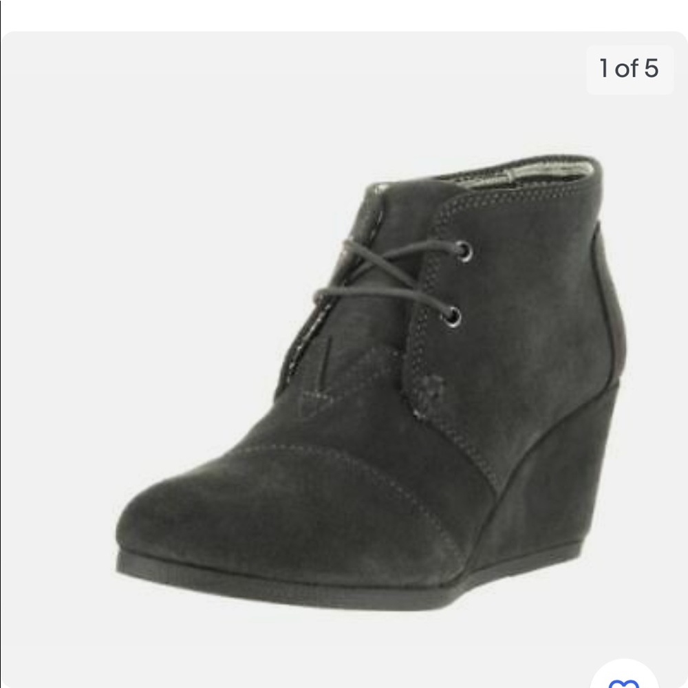 Toms Suede Desert Wedge Castlerock Grey